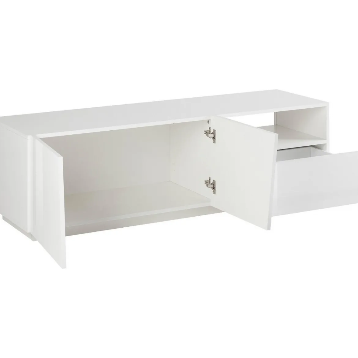 Mobile Porta TV Bianco Madia con 2 Ante 150 cm Bassa per Soggiorno