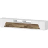 Mobile Porta TV 260 cm Bianco Laccato Acero 4 Ante 2 Cassetti Legno