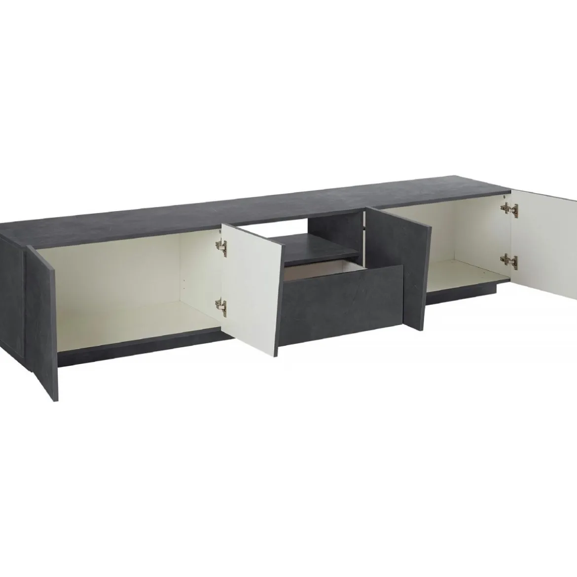 Mobile Porta TV con 4 Ante Madia Bassa Ardesia 220 cm per Soggiorno