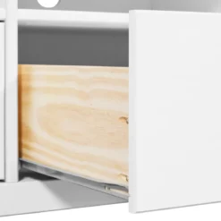 Mobile Porta Tv da Pavimento Bianco 3 Cassetti Vani a Giorno Soggiorno