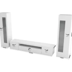 Mobile Porta TV da Soggiorno con 2 Vetrine Bianco Lucido 290 cm
