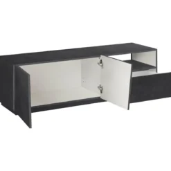 Mobile Porta TV Madia 150 cm Bassa con 2 Ante per Soggiorno Ardesia