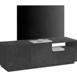 Mobile Porta TV Madia 150 cm Bassa con 2 Ante per Soggiorno Ardesia