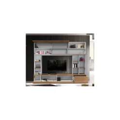 Mobile Porta Tv Olmo Bianco Parete Attrezzata Moderna Ante da Soggiorno Libreria