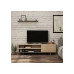 Mobile Porta Tv per Soggiorno Rovere Antracite 160x35x44 cm