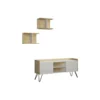 Mobile Porta Tv Rovere Ante Bianche e Mensole 125x33x56 cm