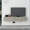 Mobile Porta TV Sospeso Beige con Ante a Ribalta Salvaspazio Moderno