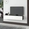 Mobile Porta TV Sospeso Bianco Antracite con Ante a Ribalta Salvaspazio