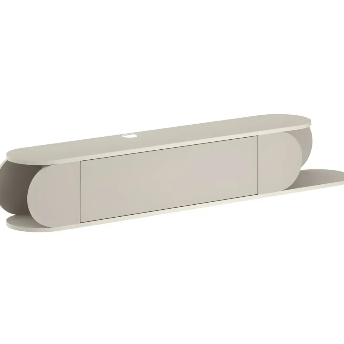 Mobile Porta TV Sospeso Doppia Anta a Ribalta Vano Laterale Beige