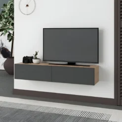 Mobile Porta TV Sospeso Rovere Antracite Ante a Ribalta Salvaspazio