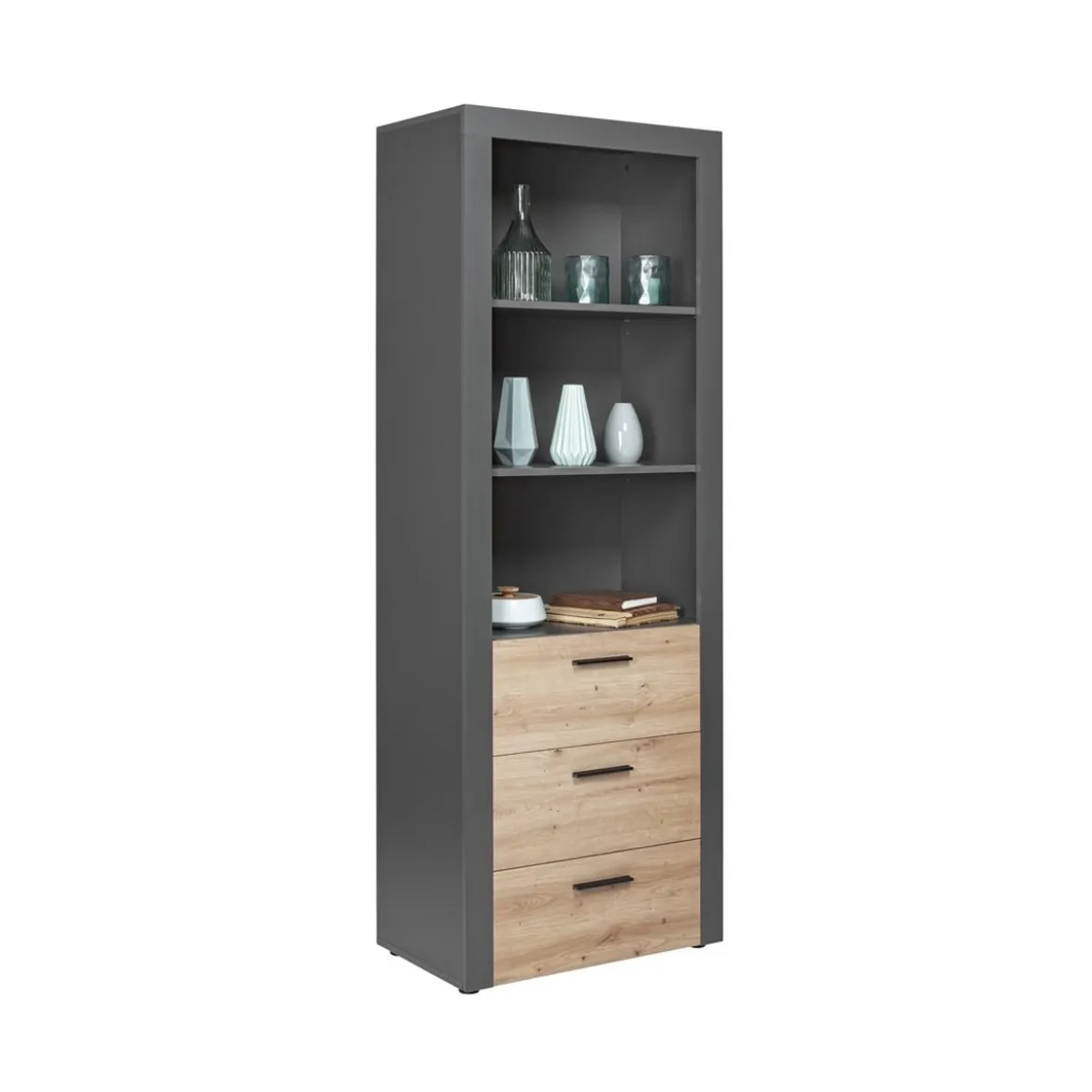 Mobile 70 Ripiani 3 Cassetti Alto Libreria Credenza da Soggiorno Cucina Ufficio