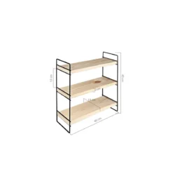 Mobile Scaffale per Trucchi da Bagno Multiuso in Metallo Nero Legno Salvaspazio