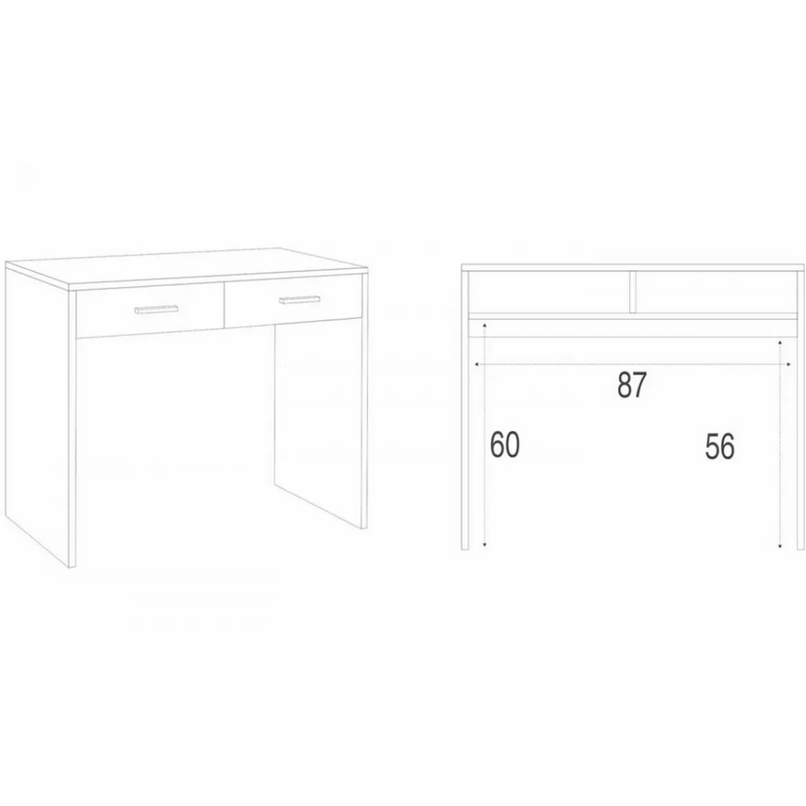Mobile Scrivania Bianco Olmo 90 cm Cassetti in Legno Salvaspazio Ufficio