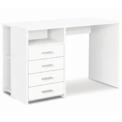 Mobile Scrivania 120 cm Bianco con Cassettiera Grande Ufficio Cameretta