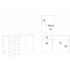Mobile Scrivania 120 cm Bianco con Cassettiera Grande Ufficio Cameretta