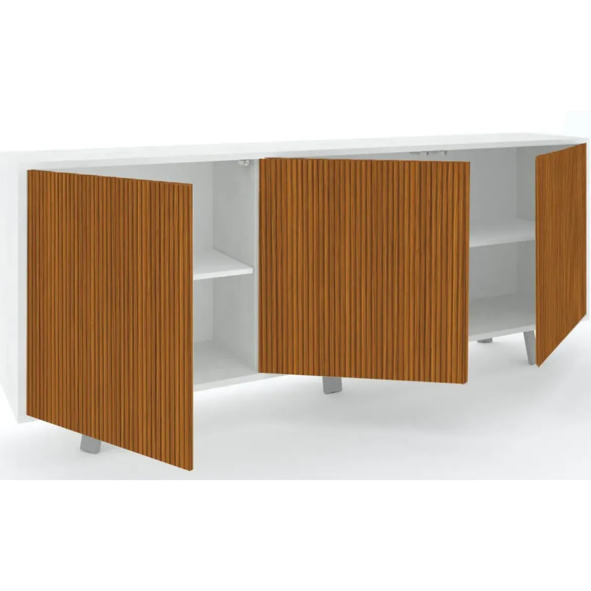 Mobile Soggiorno 3 Ante 177x41x74 cm Push-Pull Bianco e Rovere