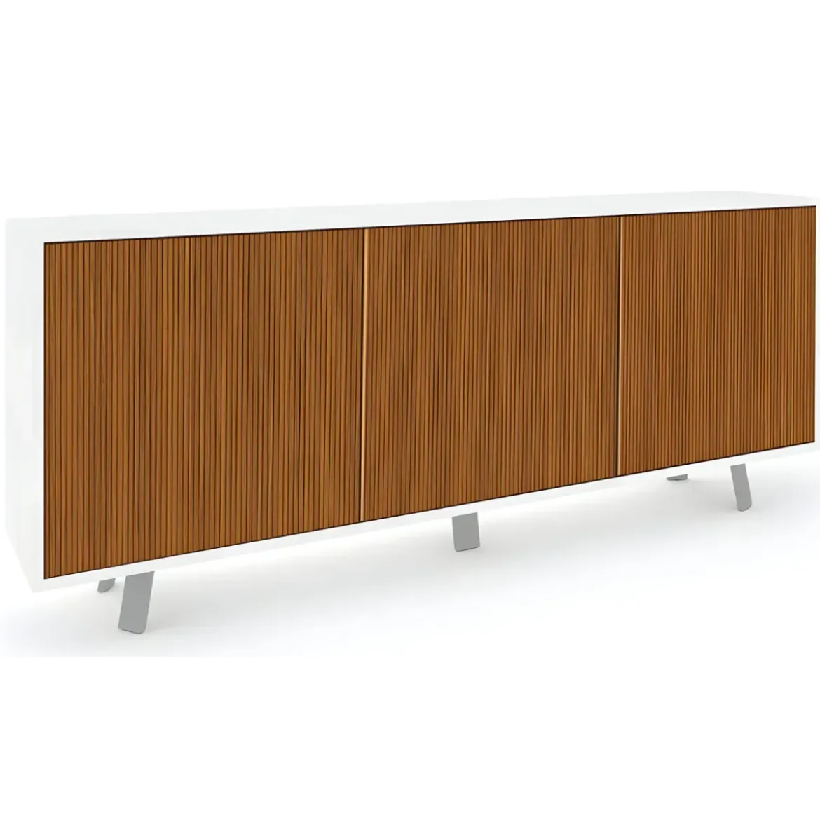 Mobile Soggiorno 3 Ante 177x41x74 cm Push-Pull Bianco e Rovere