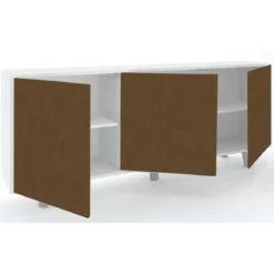 Mobile Soggiorno 3 Ante 177x41x74 cm Push-Pull Bianco e Ruggine