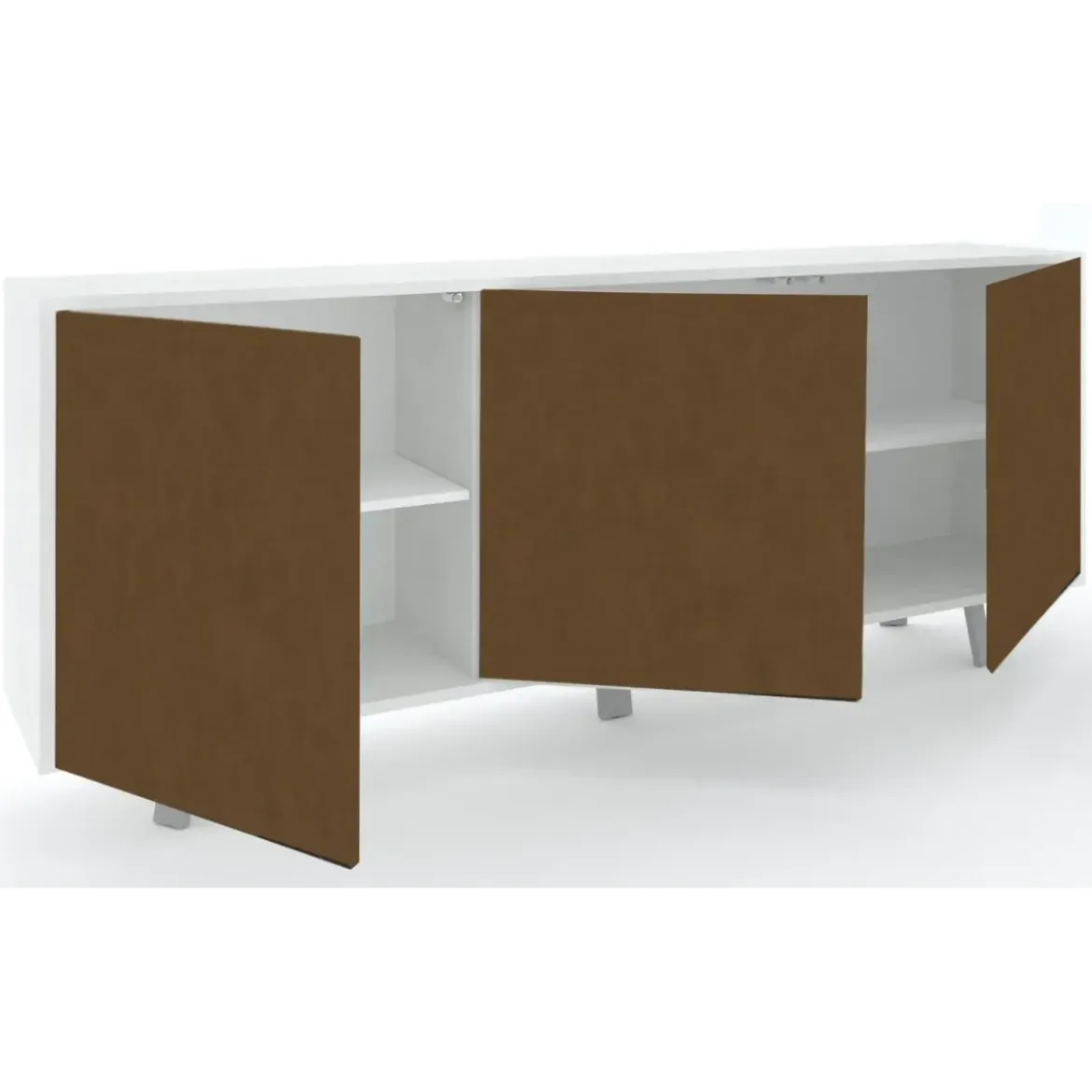 Mobile Soggiorno 3 Ante 177x41x74 cm Push-Pull Bianco e Ruggine