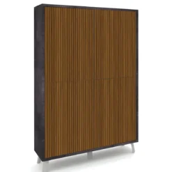 Mobile Soggiorno 4 Ante 108x41x161 cm Rovere e Nero
