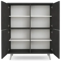 Mobile Soggiorno 4 Ante 108x41x161 cm Rovere e Nero