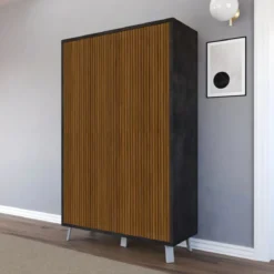 Mobile Soggiorno 4 Ante 108x41x161 cm Rovere e Nero