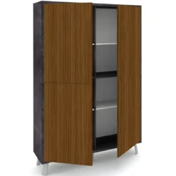 Mobile Soggiorno 4 Ante 108x41x161 cm Rovere e Nero