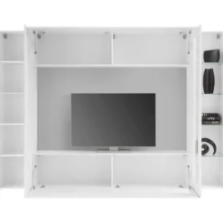 Mobile Soggiorno Vetrina Porta TV da Parete Pavimento 260cm Bianco