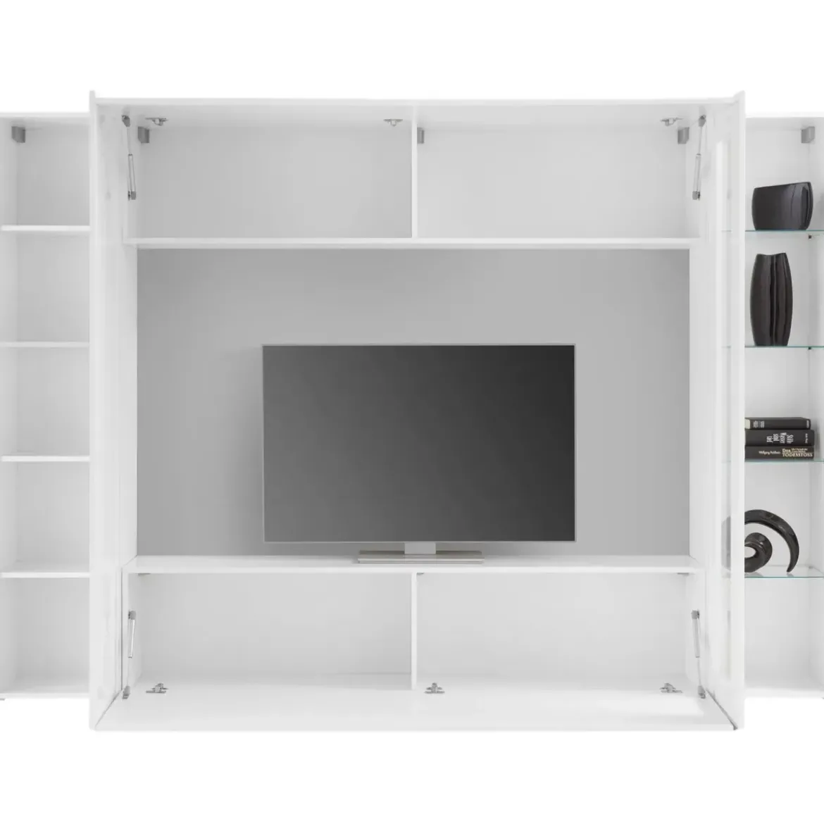 Mobile Soggiorno Vetrina Porta TV da Parete Pavimento 260cm Bianco