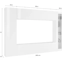 Mobile Soggiorno Vetrina Porta TV da Parete Pavimento 260cm Bianco