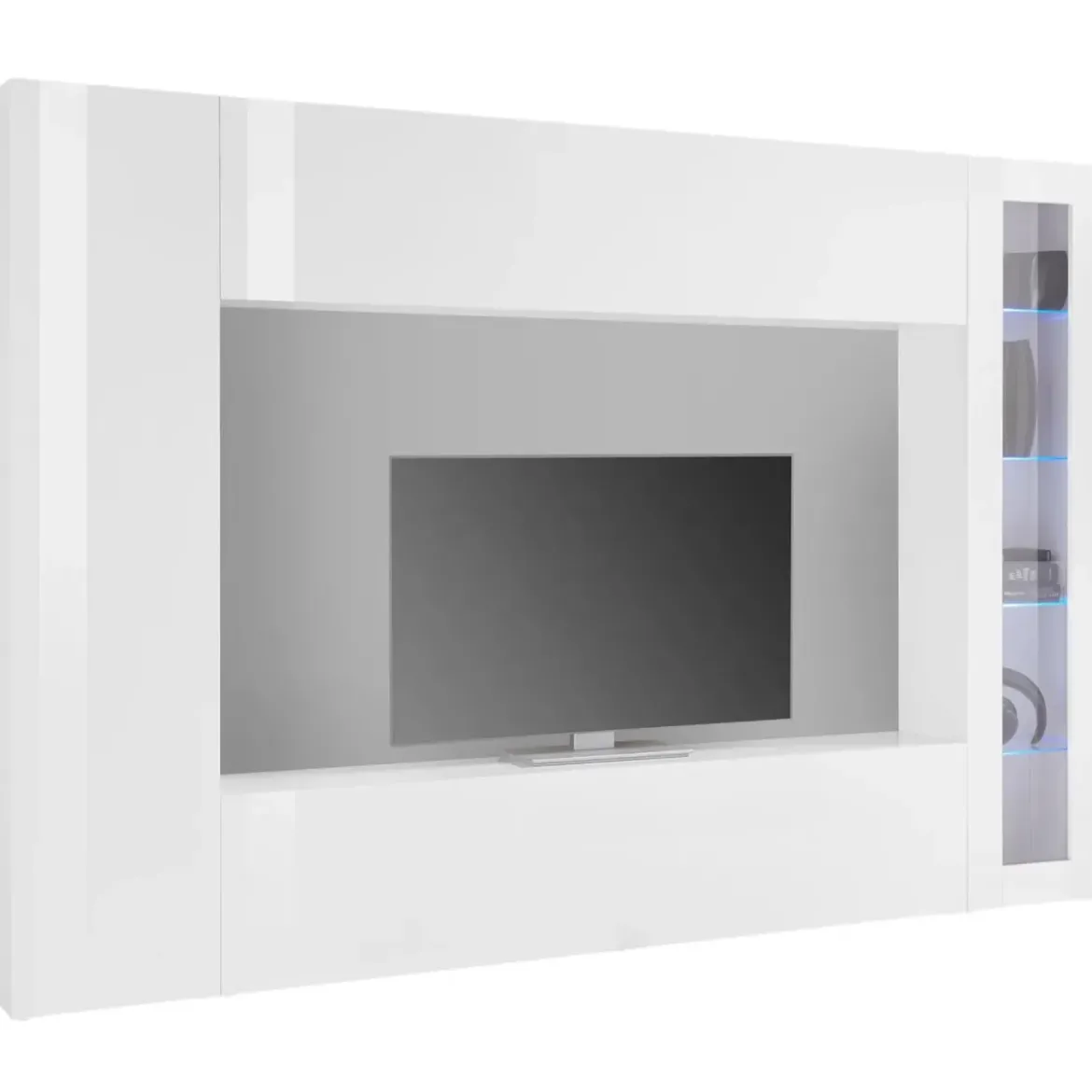 Mobile Soggiorno Vetrina Porta TV da Parete Pavimento 260cm Bianco
