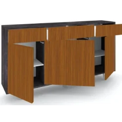 Mobile Soggiorno 164x41x92 cm 3 Ante 3 Cassetti Nero e Rovere