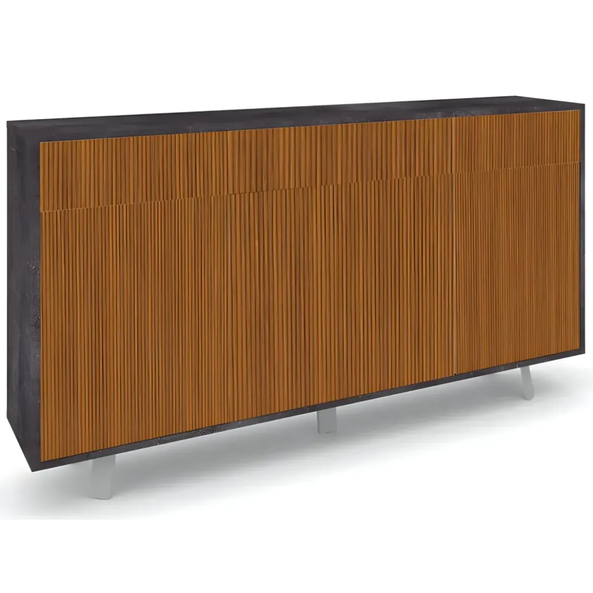 Mobile Soggiorno 164x41x92 cm 3 Ante 3 Cassetti Nero e Rovere