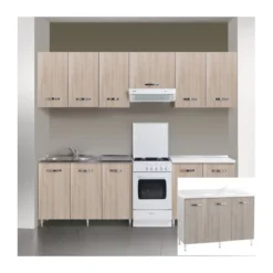 Mobile Sotto Lavello Doppia Vasca 3 Ante 120 cm Senza Lavello Larice Grigio