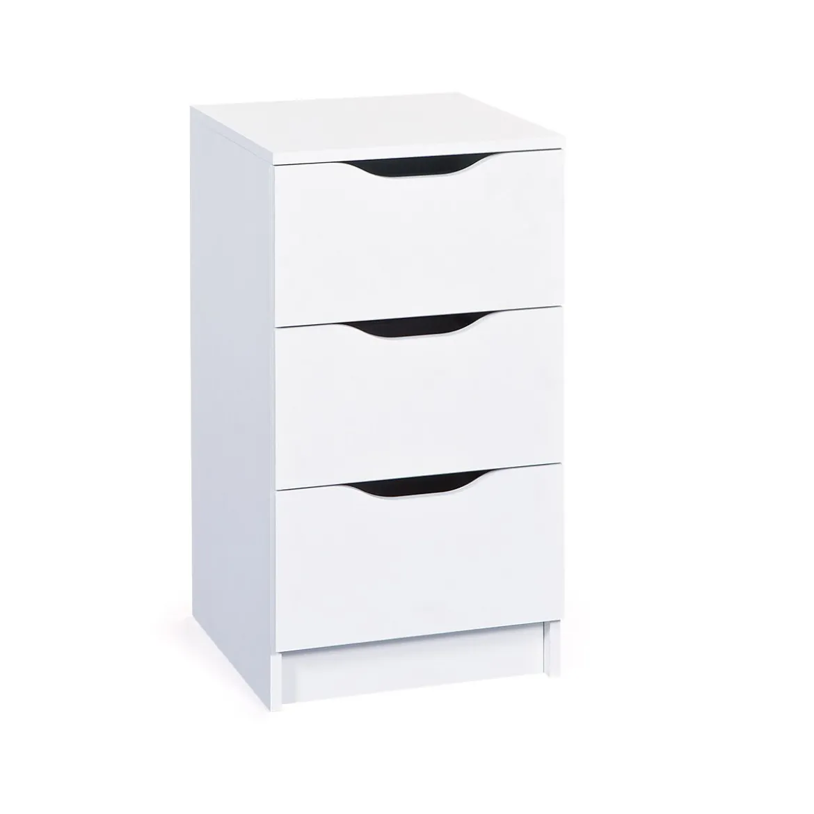 Mobiletto Cassettiera 40 cm 3 Cassetti Bianca Mobile Settimino Comodino in Legno