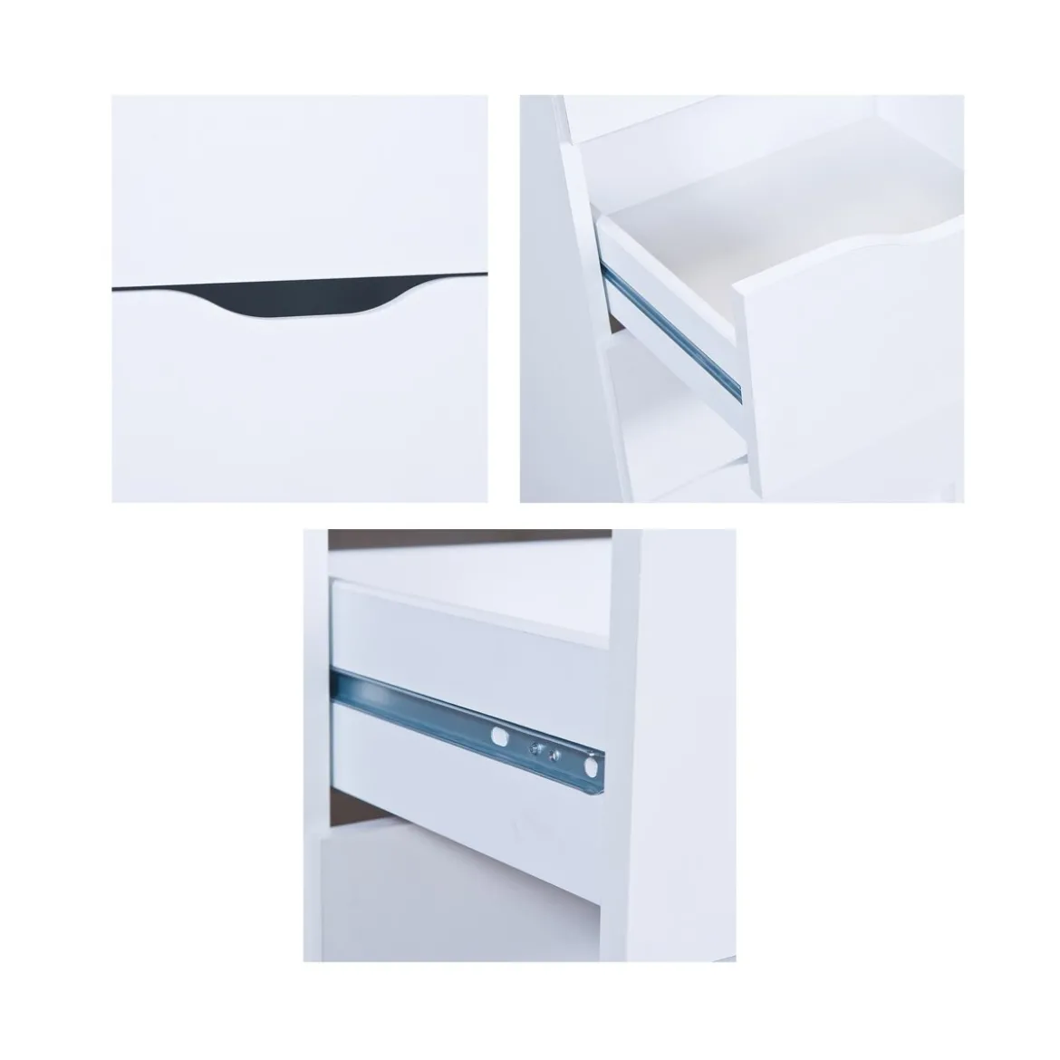 Mobiletto Cassettiera 40 cm 3 Cassetti Bianca Mobile Settimino Comodino in Legno