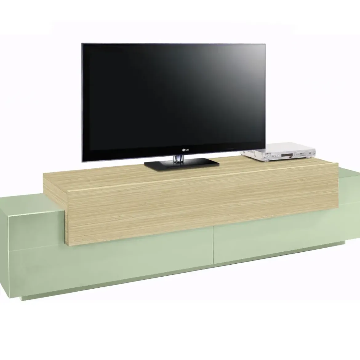 Mobile TV da Appoggio 200 cm 3 Ante a Ribalta Verde Salvia Rovere
