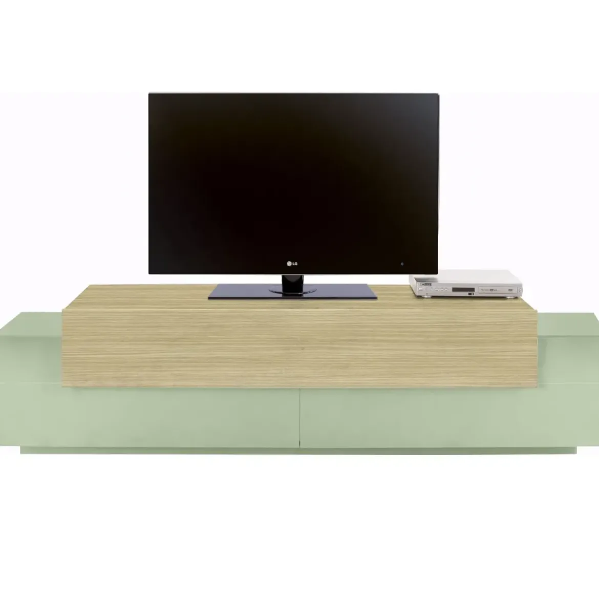 Mobile TV da Appoggio 200 cm 3 Ante a Ribalta Verde Salvia Rovere