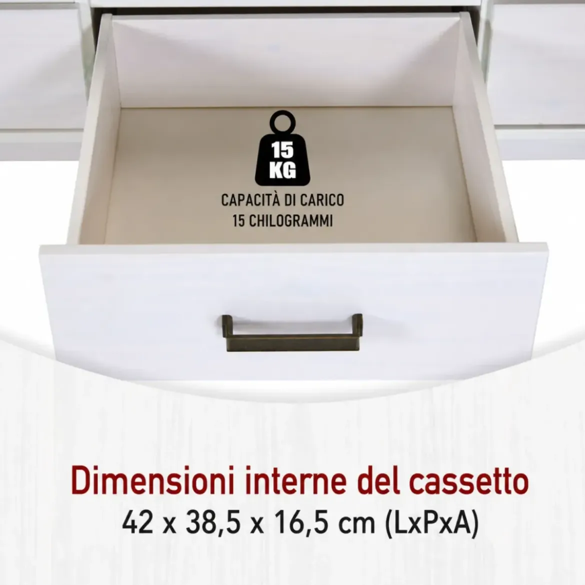 Mobile TV da Soggiorno in Legno Bianco Cassetti Vani da Appoggio