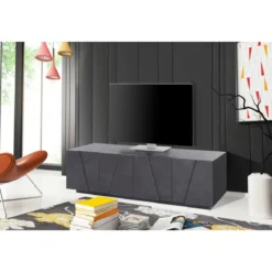 Moderno Porta TV Mobile Ardesia 160 Basso Soggiorno Anta Battente Credenza