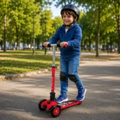 Monopattino a 3 Ruote Bambini Grand Prix Rosso Altezza Regolabile