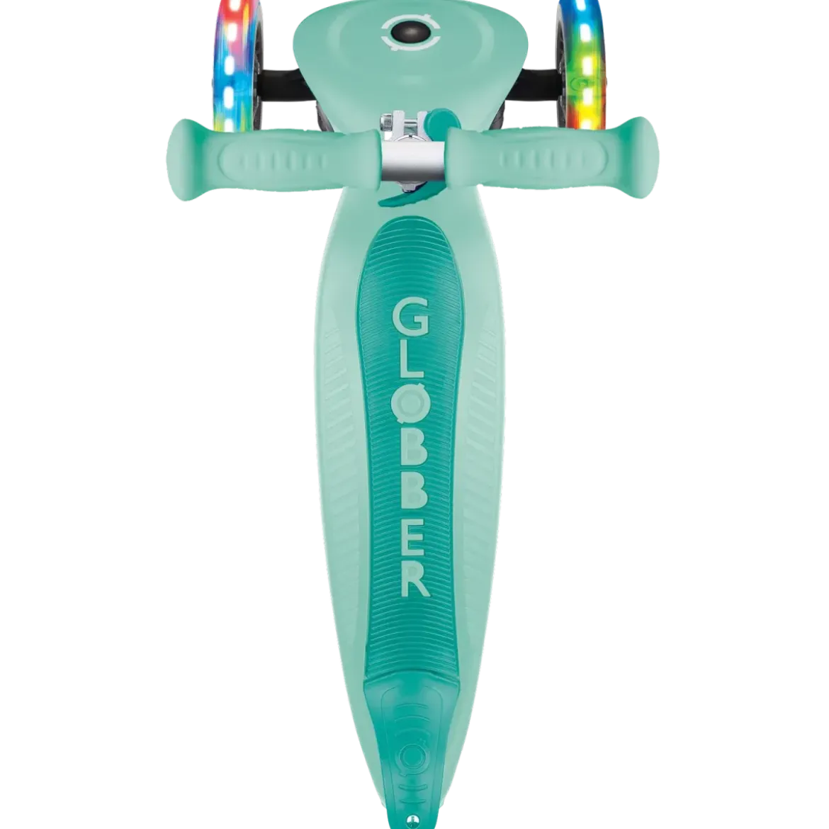 Monopattino a 3 Ruote Bambini Verde Menta Pieghevole Luci LED 50 kg