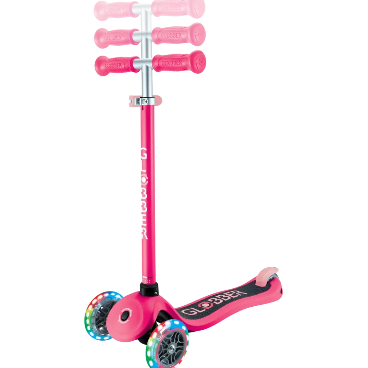 Monopattino a 3 Ruote per Bambini Fucsia Manubrio Regolabile 50kg