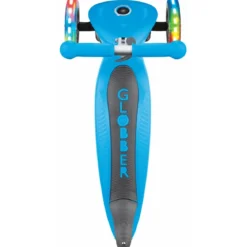 Monopattino a 3 Ruote per Bambini Azzurro Pieghevole Luci LED 50 kg