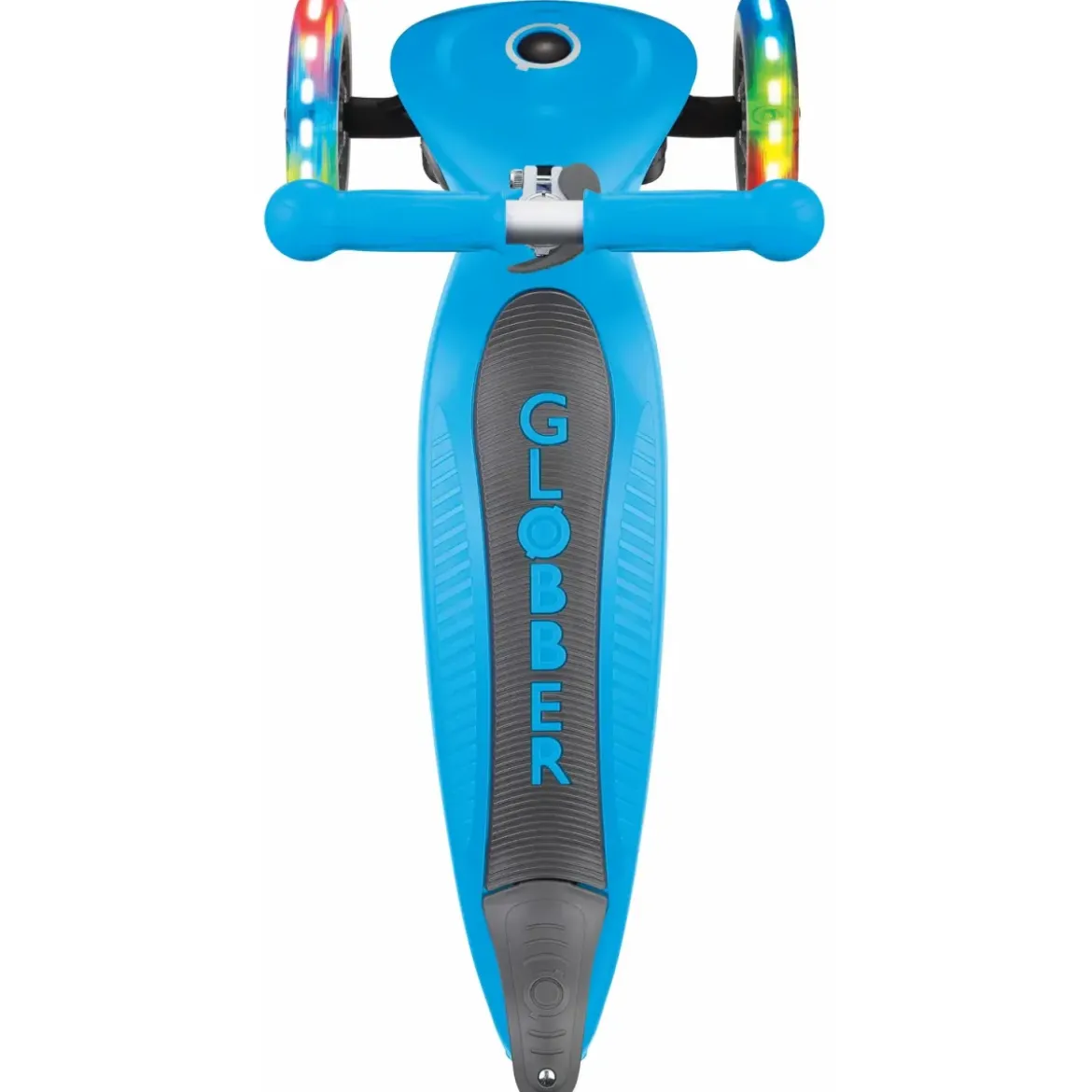Monopattino a 3 Ruote per Bambini Azzurro Pieghevole Luci LED 50 kg