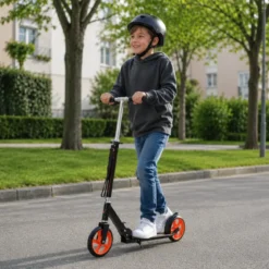 Monopattino Bambini 2 Ruote 200 mm Pieghevole Nero Altezza Regolabile