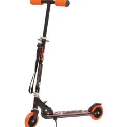 Monopattino Bambini 2 Ruote Pieghevole Nero Arancio Altezza Regolabile