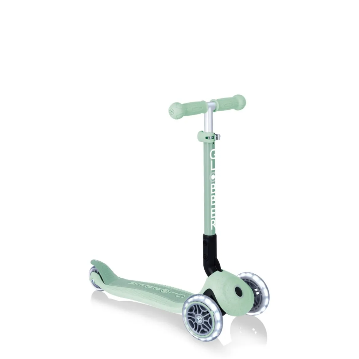 Monopattino con Luci a 3 Ruote Verde per Bimbo con Manubrio Regolabile