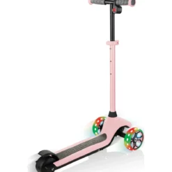 Monopattino Elettrico per Bambini Rosa 80W 3 Ruote Luci Regolabile