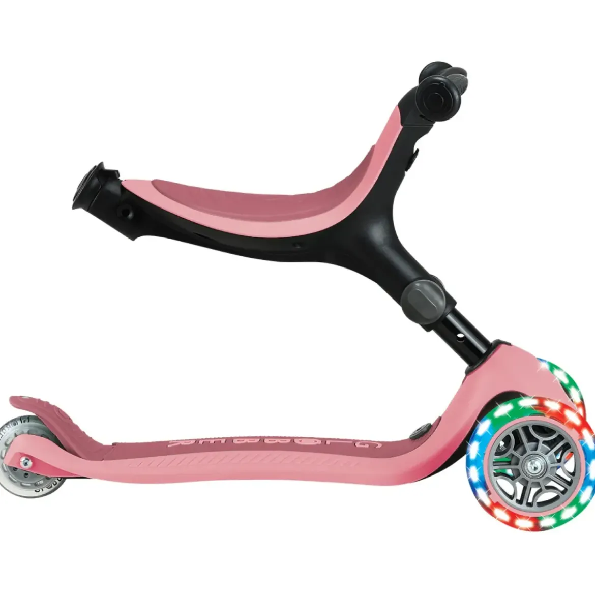 Monopattino Evolutivo 3 in 1 Rosa Pastello con Luci LED Sterzo 360